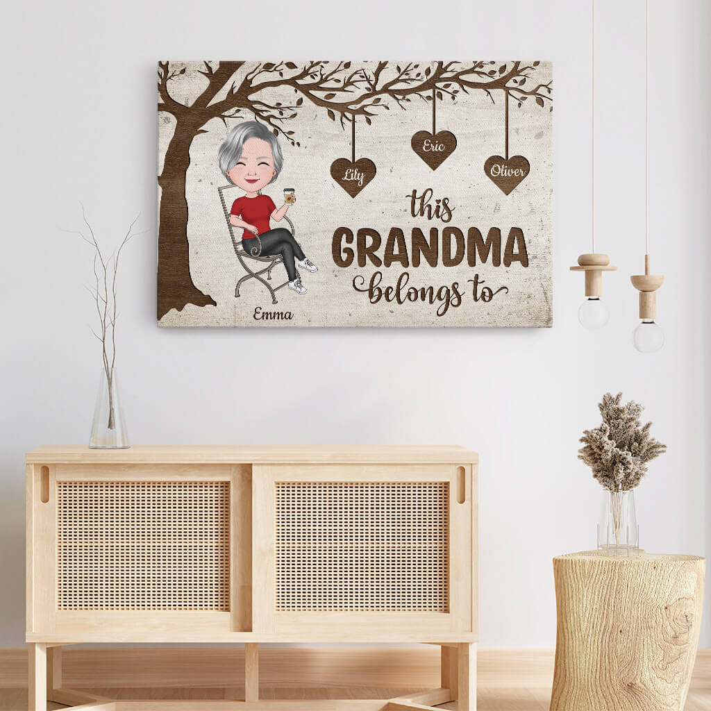1982CUS3 personalized this grandma mommy belongs to canvas