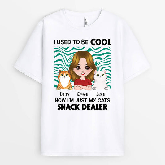 1987AUS1 personalized i used to be cool now im my cats snack dealer t shirt
