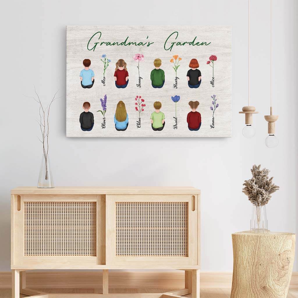 1992CUS3 personalized mommy grandmothers garden canvas