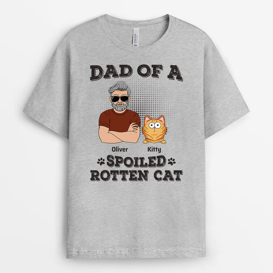 1993AUS1 personalized dad of a spoiled rotten cat t shirt