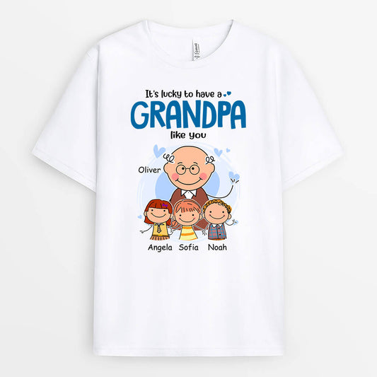 2001AUS1 personalized its lucky to have a grandpa like you t shirt
