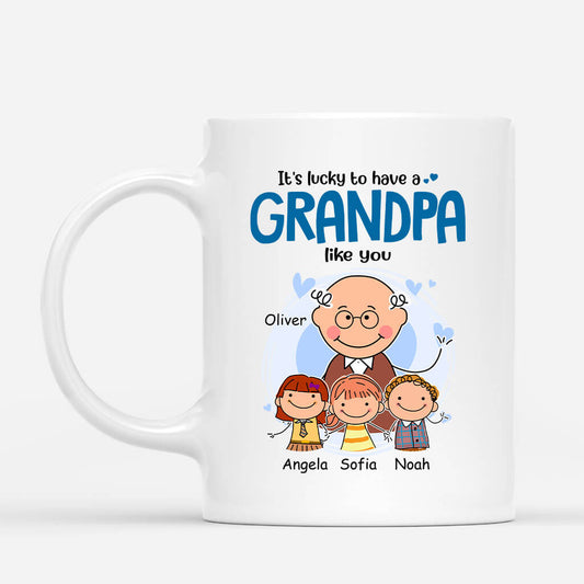 2001MUS1 personalized its lucky to have a grandpa like you mug