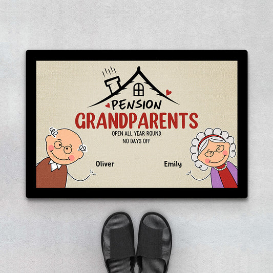 2002DUS1 personalized pension grandma and grandpa door mat