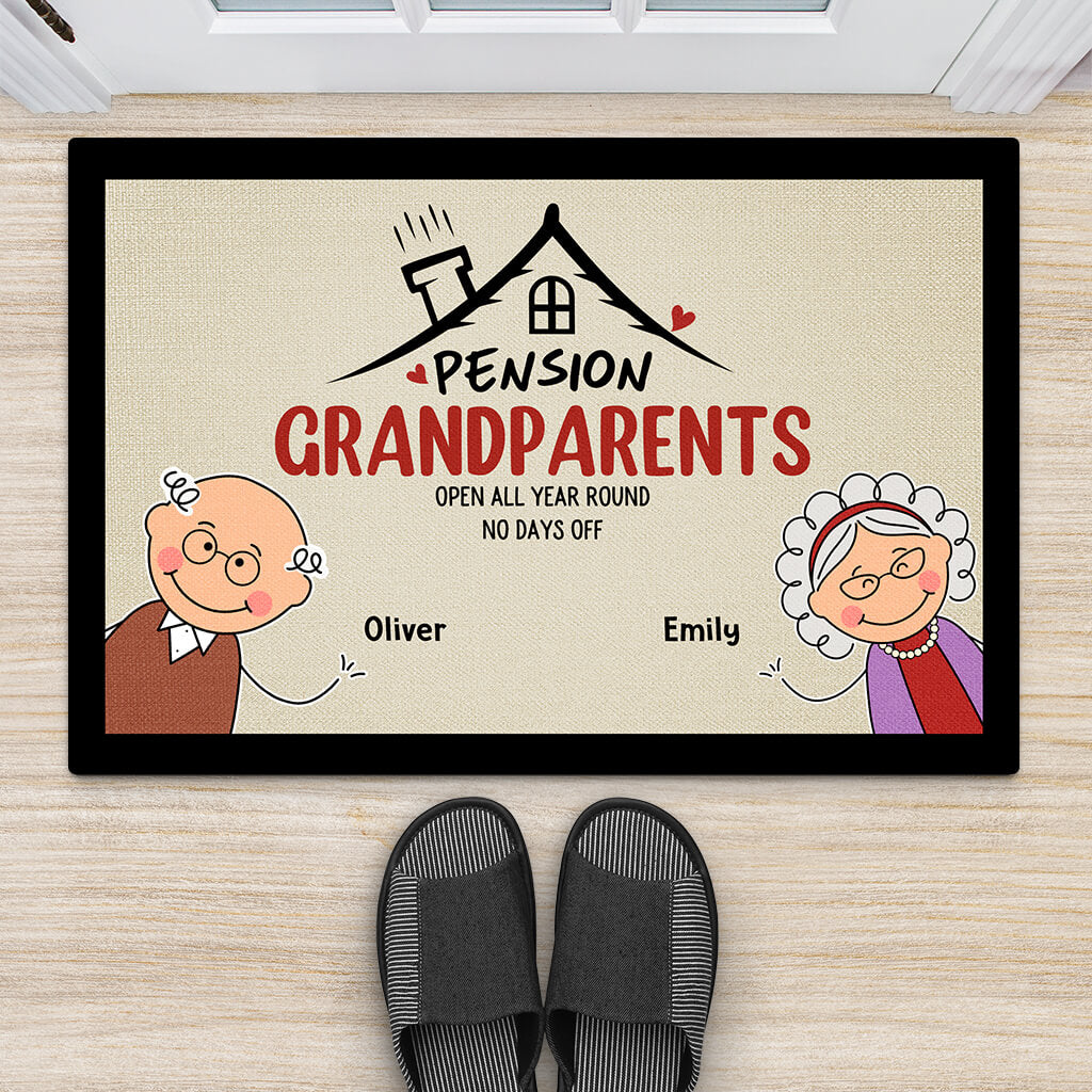 2002DUS2 personalized pension grandma and grandpa door mat