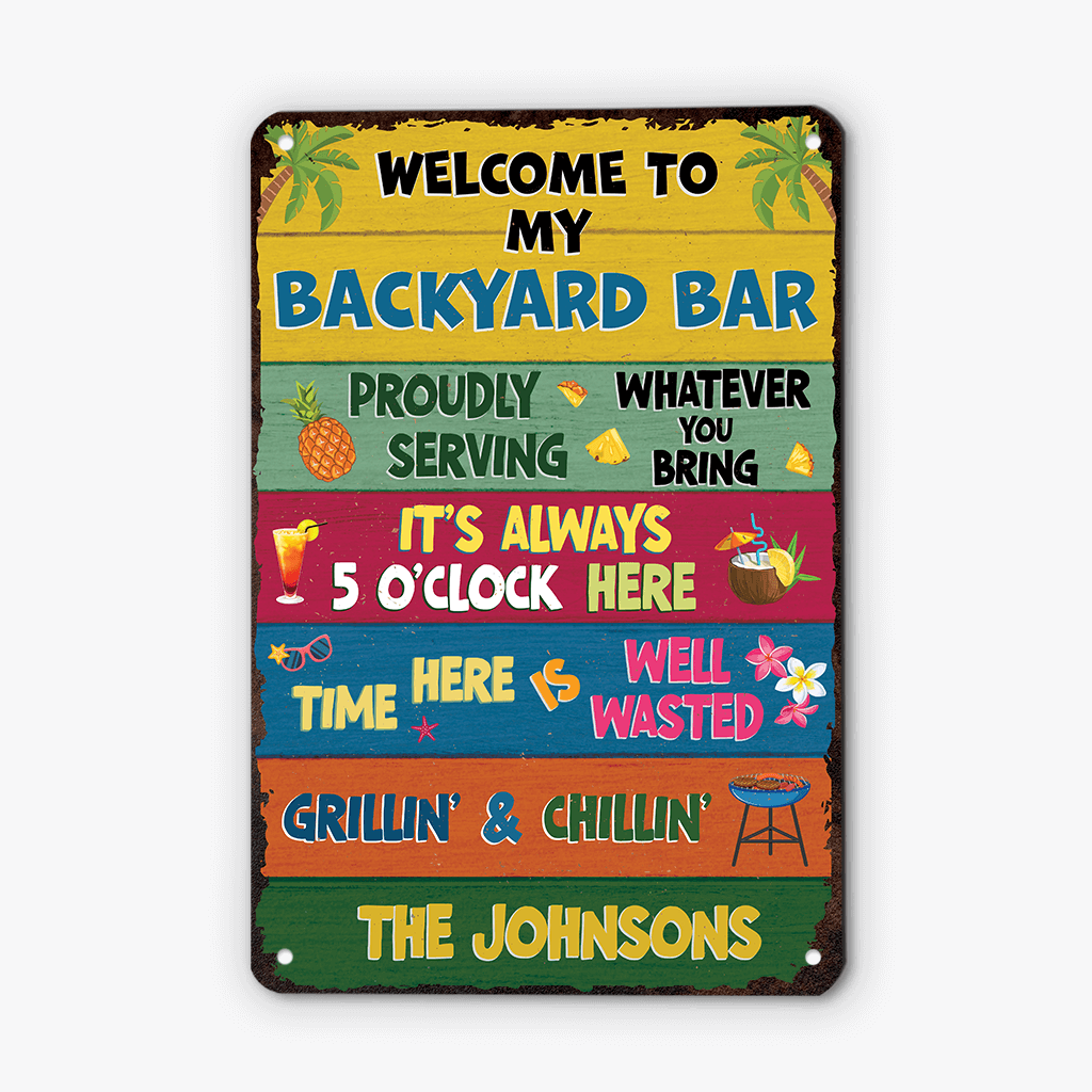 2004EUS2 personalized welcome to our patio metal sign