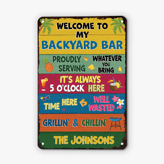 2004EUS2 personalized welcome to our patio metal sign