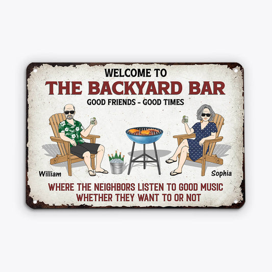 2005EUS1 personalized welcome to the patio bar metal sign