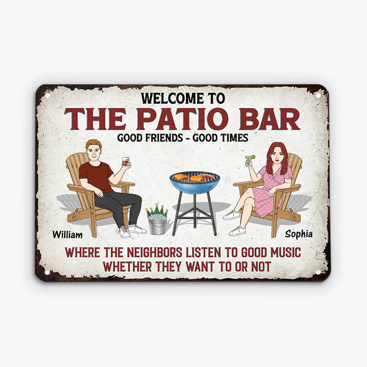 2005EUS2 personalized welcome to the patio bar metal sign