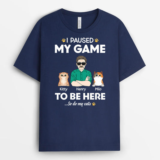 2009AUS2 personalized i paused my game just to be here with cats t shirt