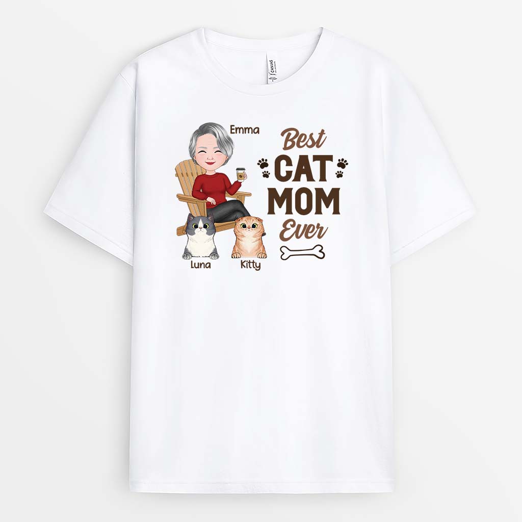 2050AUS1 personalized best cat mom dad ever t shirt