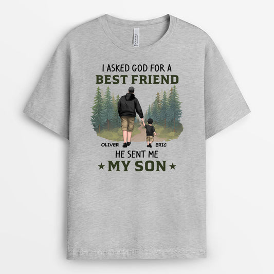 2066AUS1 personalized i asked god for a princess a best friend and he sent me my daughter son t shirt