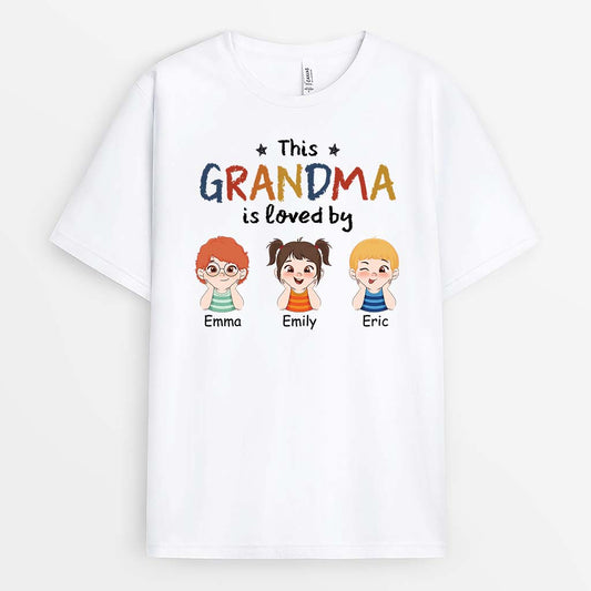 2100AUS1 personalized this grandma mommy is loved by t shirt