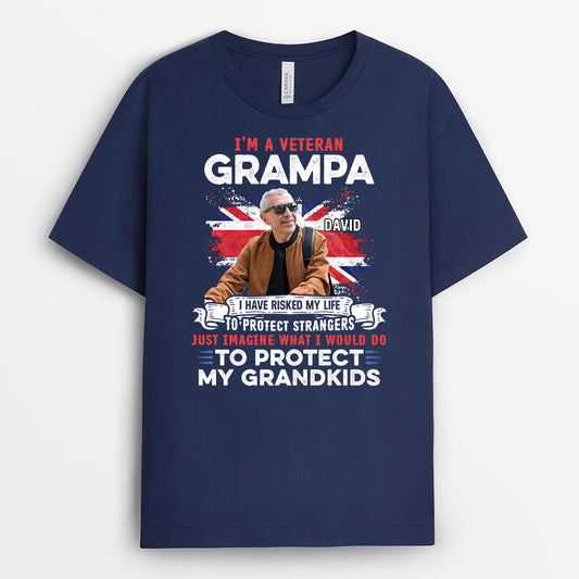 2114AUS2 personalized im a veteran grandpa t shirt