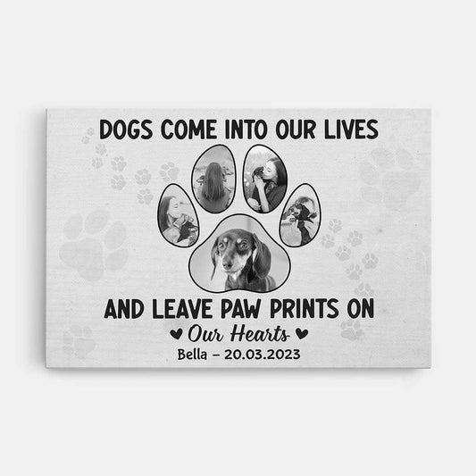 2138CUS1 personalized dogs cats come into our lives and leave paw prints on our hearts canvas
