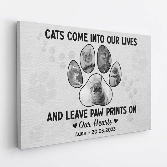 2138CUS2 personalized dogs cats come into our lives and leave paw prints on our hearts canvas