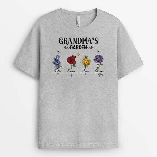2142AUS1 personalized grandmas flower garden t shirt