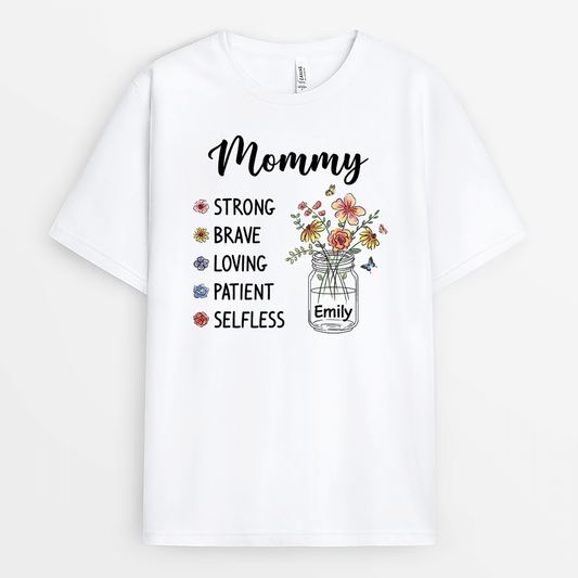 2150AUS1 personalized loving mommy flowers t shirt