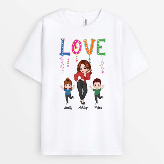 2152AUS1 personalized love mom and kids t shirt
