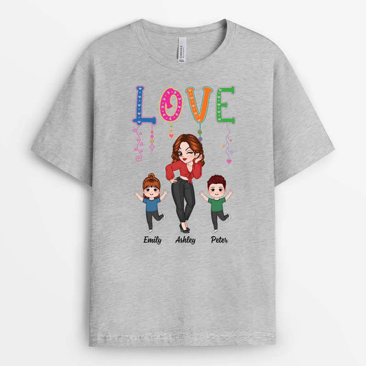 2152AUS2 personalized love mom and kids t shirt