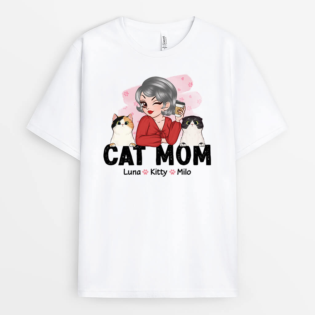 2166AUS1 personalized cat mom t shirt