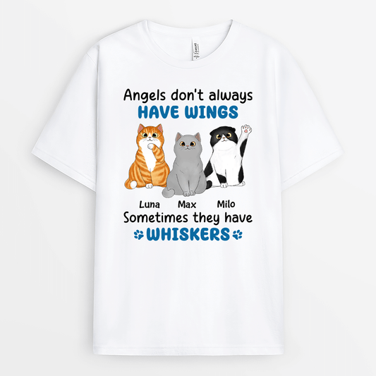 2176AUS1 personalized angels dont always have wings sometimes they have whiskers cat t shirt