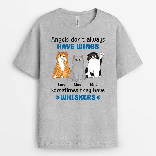 2176AUS2 personalized angels dont always have wings sometimes they have whiskers cat t shirt