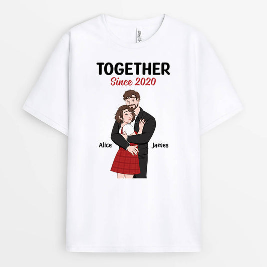 3163AUS1 anniversary together since t shirt  personalized presents for couple