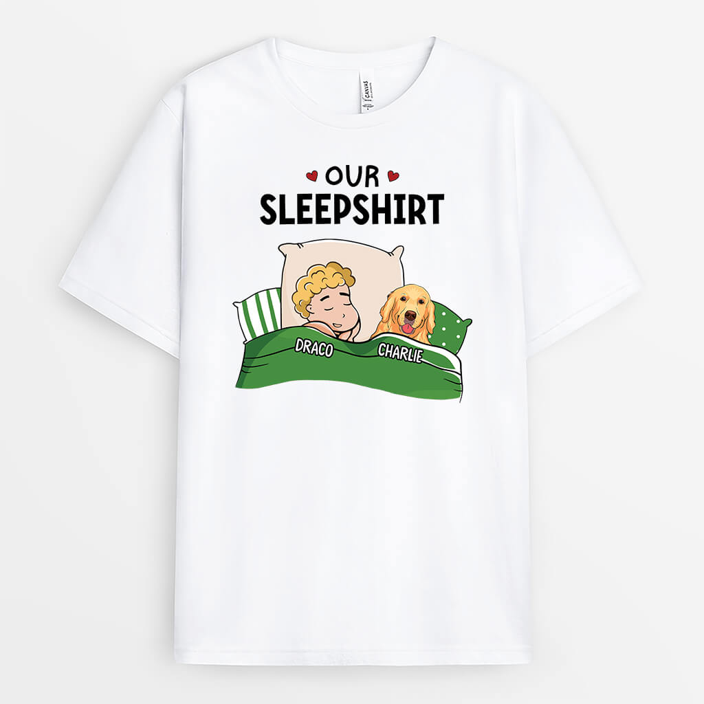 3211AUS2 our sleepshirt woman and dog t shirt  personalized gifts for dog lovers