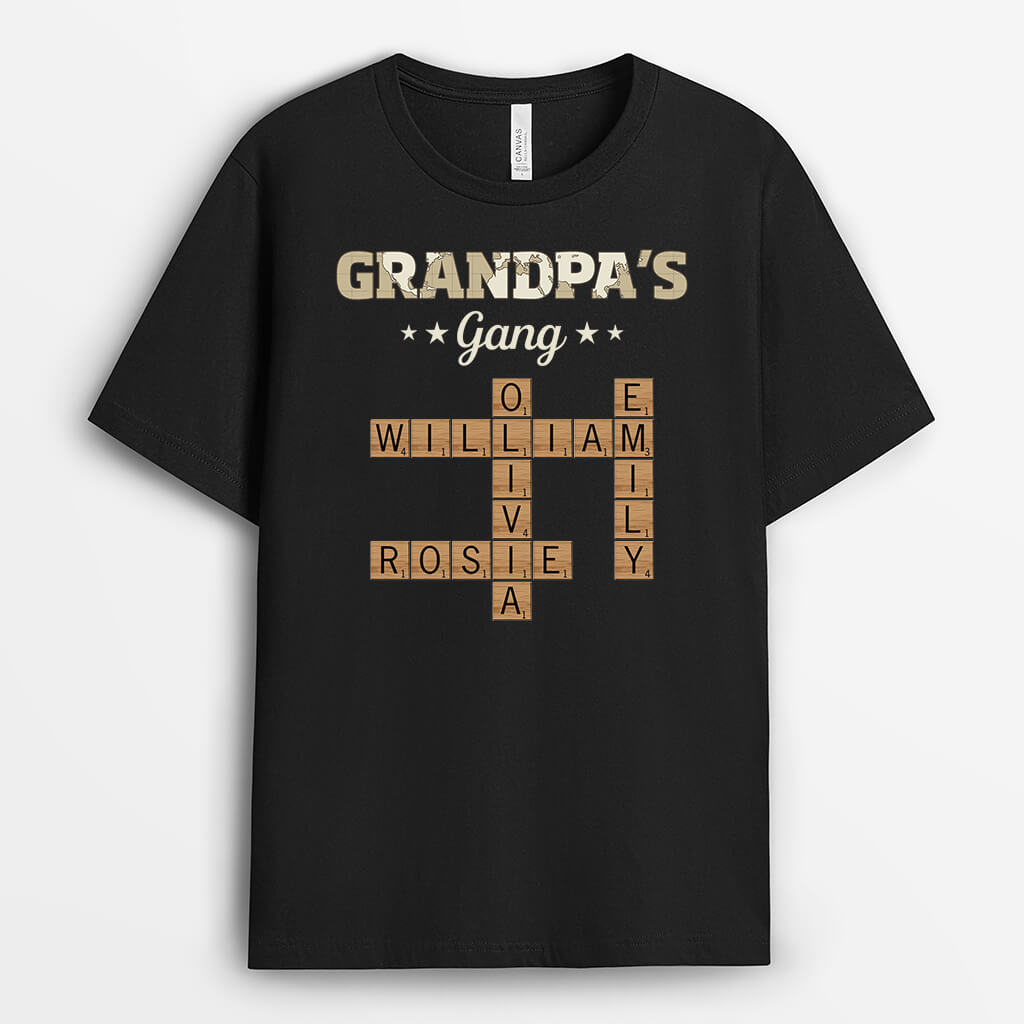 3261AUS1 puzzle grandpas gang t shirt  personalized gifts for grandpa