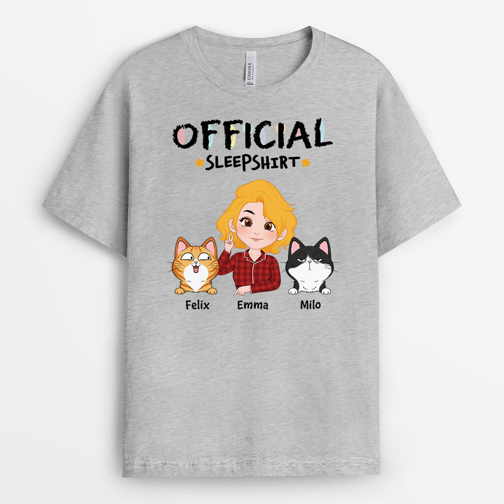 3267AUS1 cartoon official sleepshirt  personalized gift ideas for cat mom