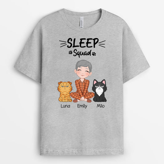 3353AUS2 personalized sleep squad cats t shirt  personalized gifts for cat lovers