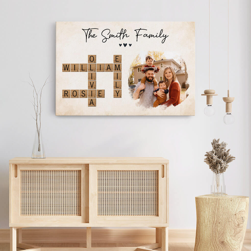 3396CUS3 the smith family crossword canvas  personalized gifts for family