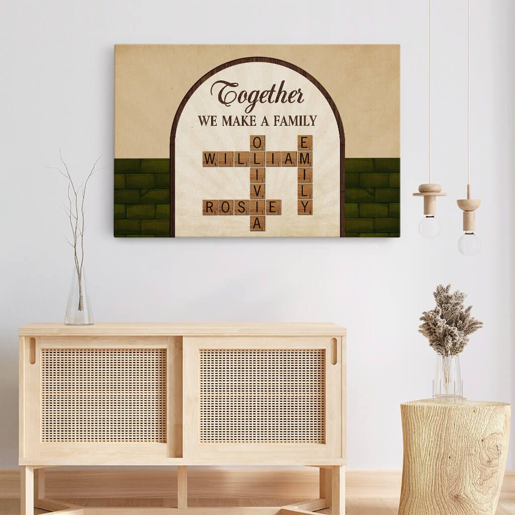 3400CUS3 together we make a family crossword canvas  personalized gifts for family