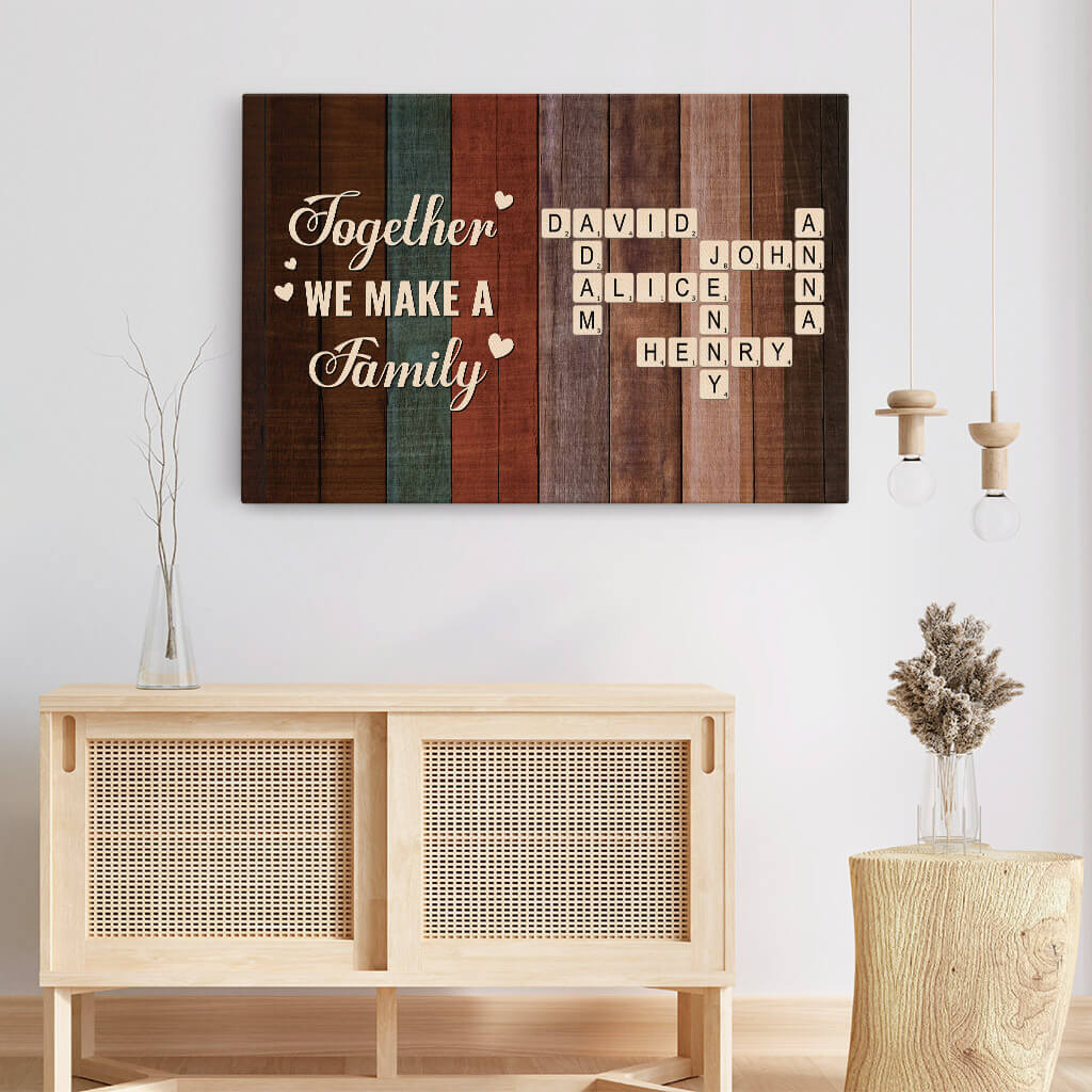 3444CUS3 wooden theme together we make a family canvas  personalized gifts for grandparents