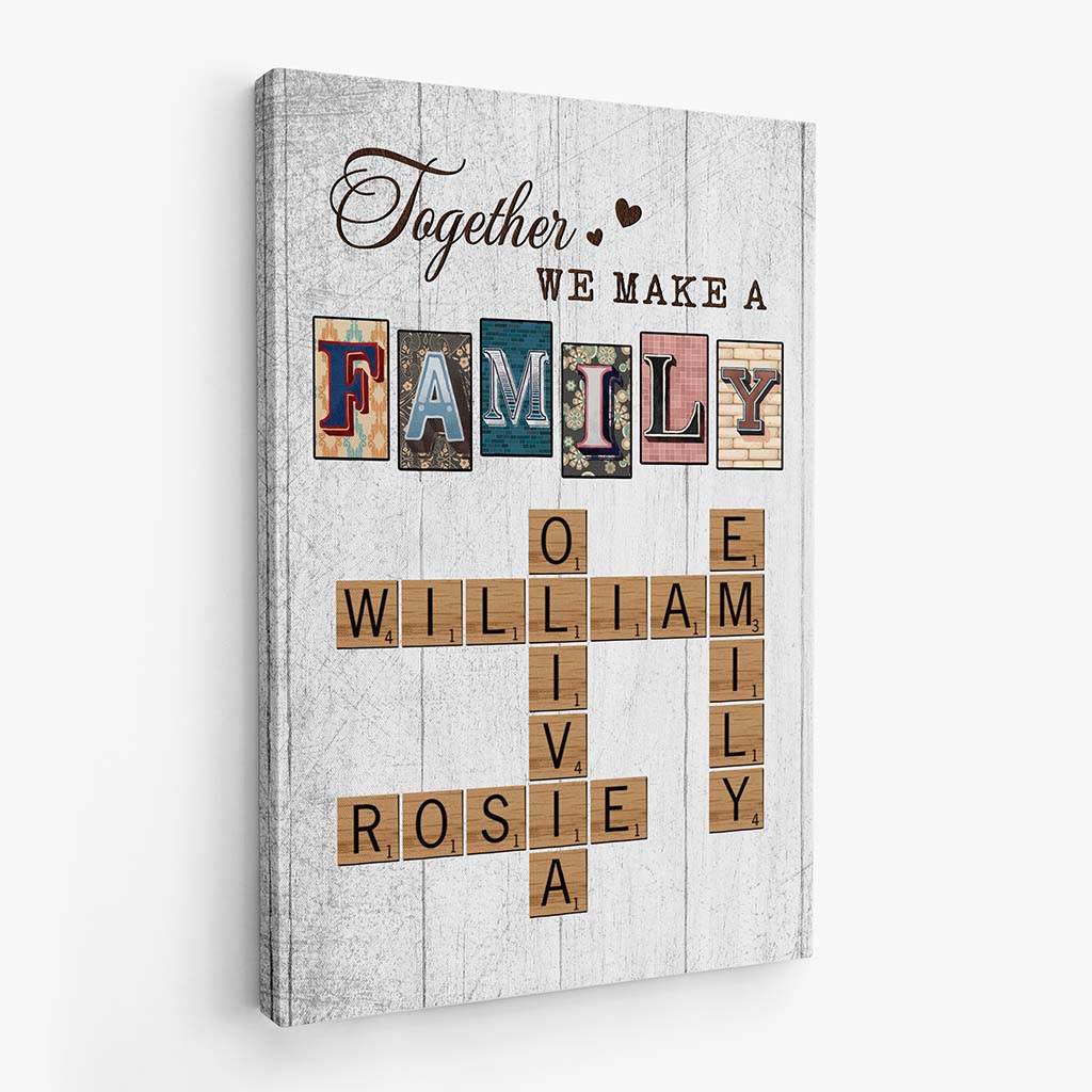 3445CUS2 vintage together we make a family canvas  personalized gifts for grandparents