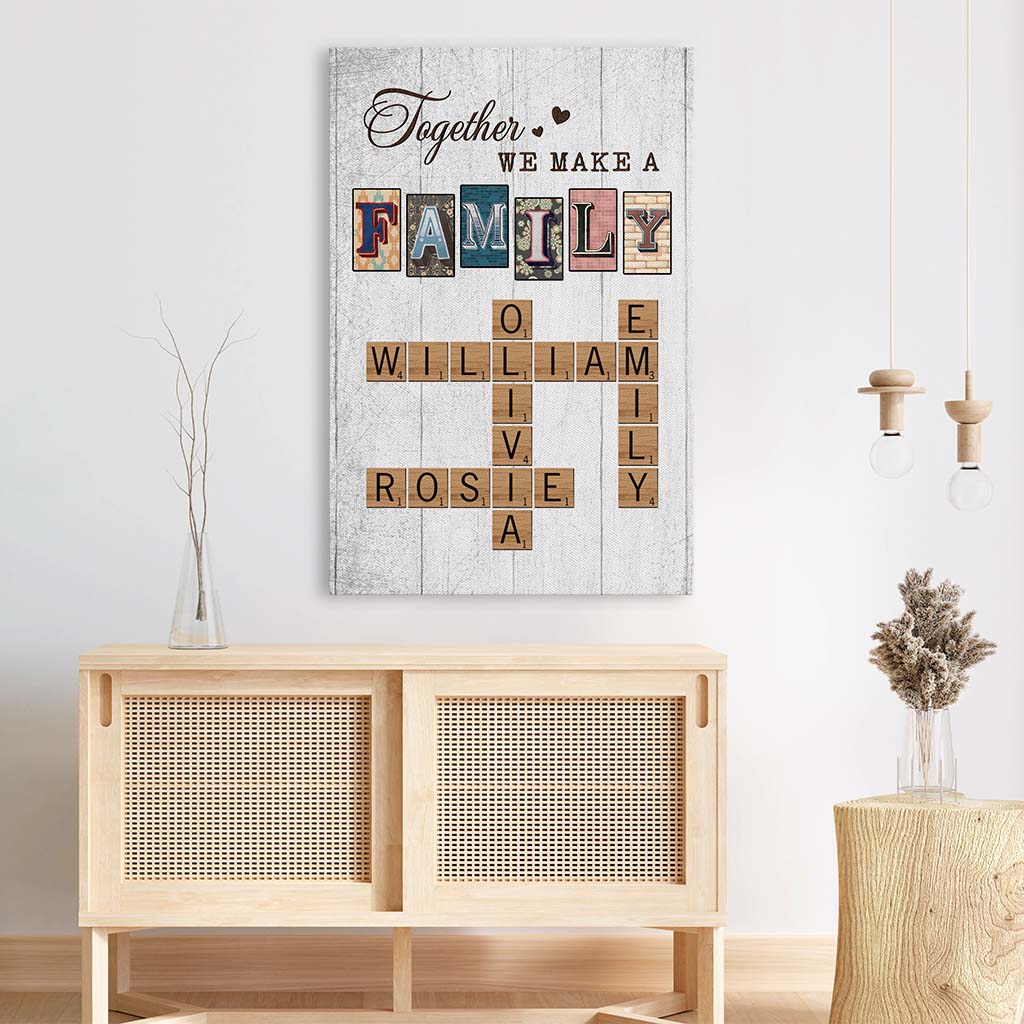 3445CUS3 vintage together we make a family canvas  personalized gifts for grandparents