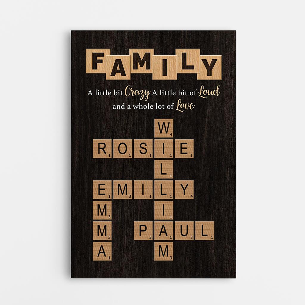 3446CUS1 crossword family canvas  personalized gifts for grandparents