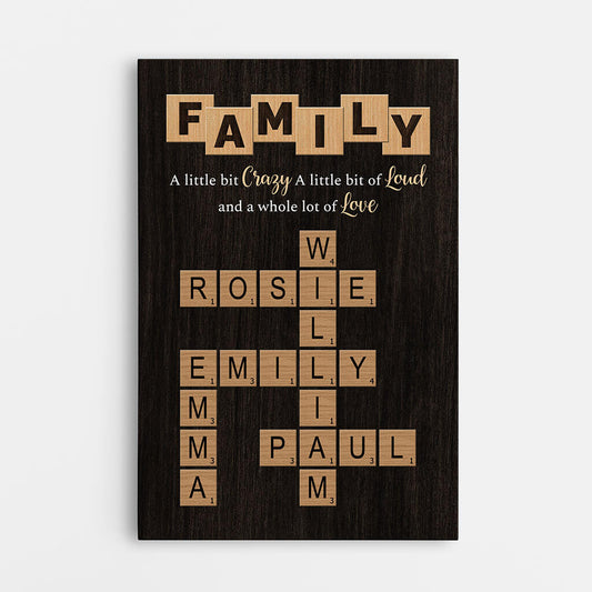 3446CUS1 crossword family canvas  personalized gifts for grandparents