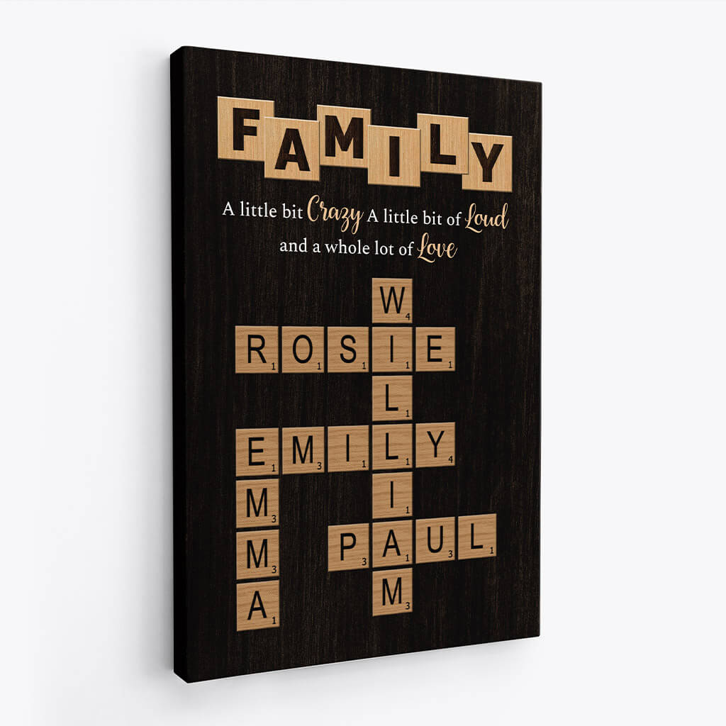 3446CUS2 crossword family canvas  personalized gifts for grandparents