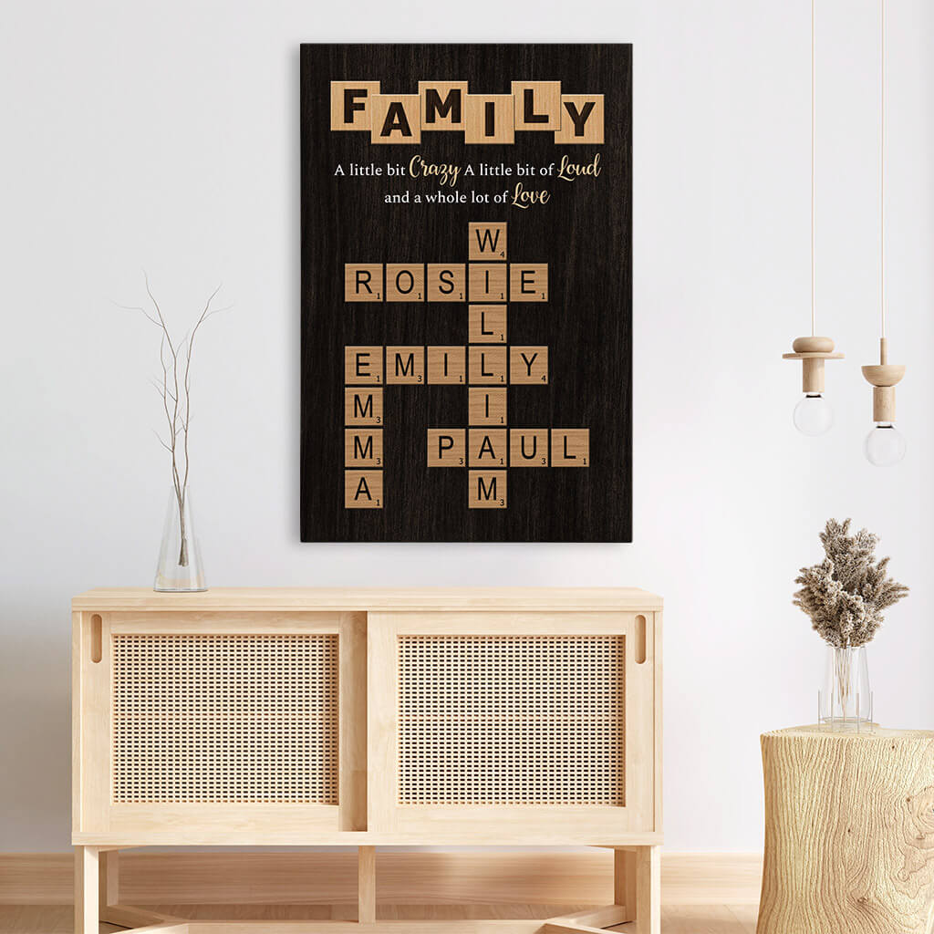 3446CUS3 crossword family canvas  personalized gifts for grandparents