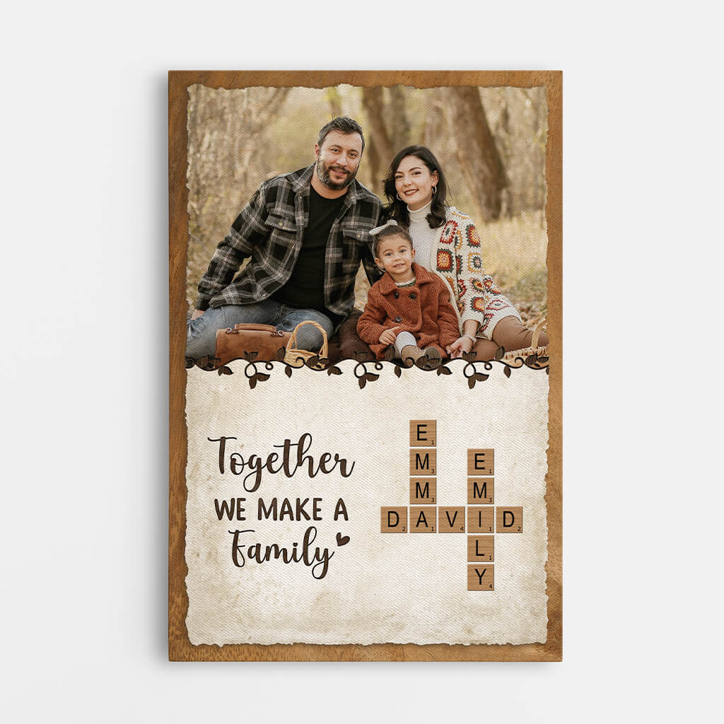 3489CUS1 together we make a family crossword canvas  customized gifts for family