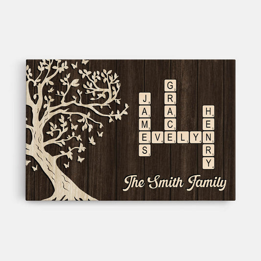 3522CUS1 the family with crossword design canvas  personalized presents for family