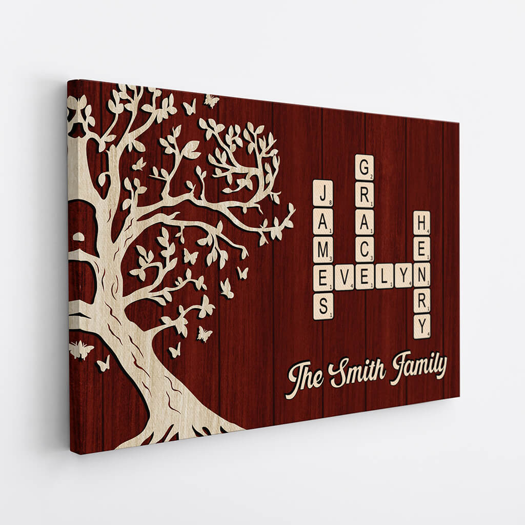 3522CUS2 the family with crossword design canvas  personalized presents for family