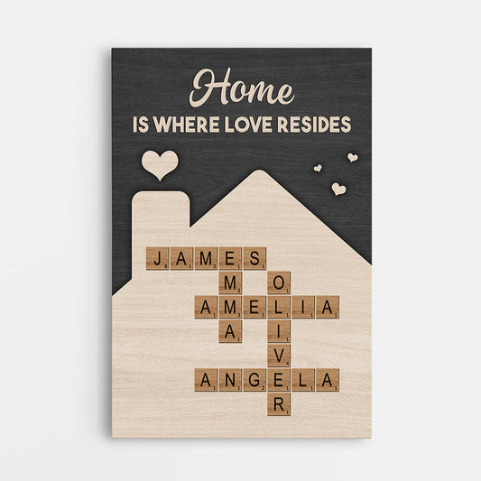 3572CUS1 home is where love resides canvas  custom family gifts