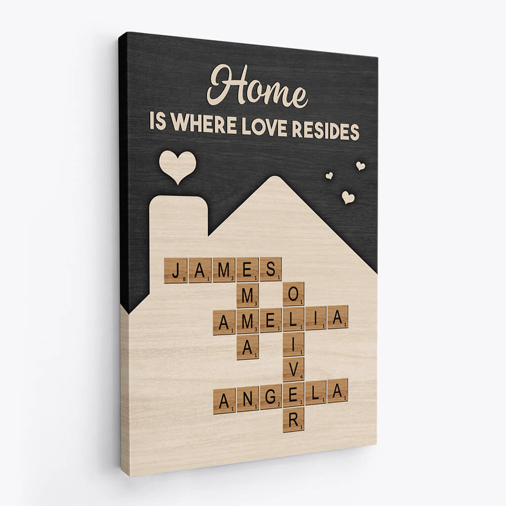 3572CUS2 home is where love resides canvas  custom family gifts