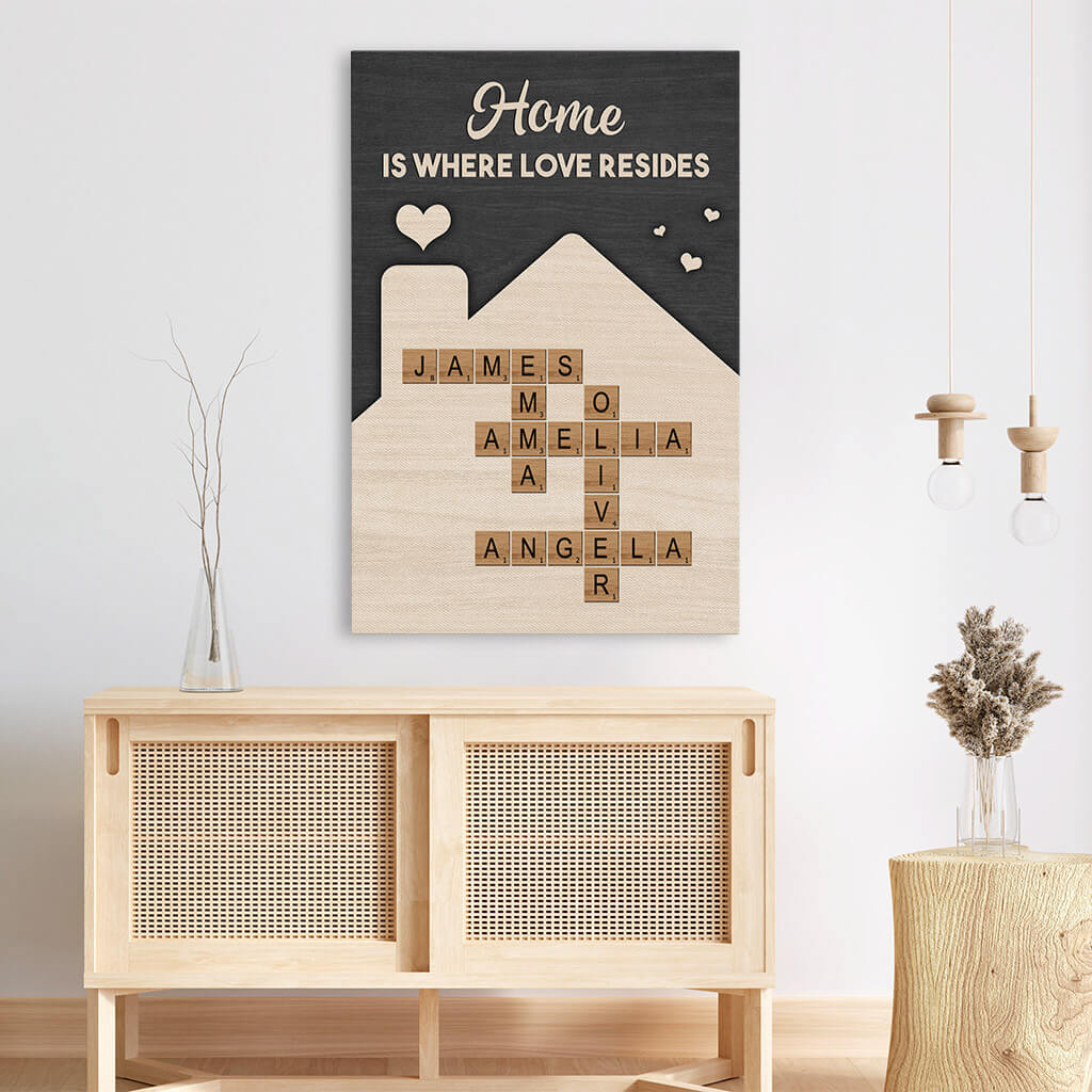 3572CUS3 home is where love resides canvas  custom family gifts