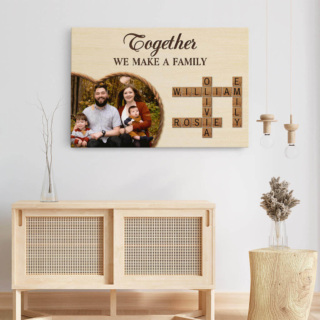 3575CUS3 together we make a family photo crossword canvas  personalized family gifts