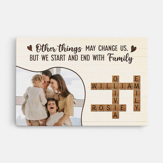 3576CUS1 other things may change us but we start and end with family  personalized family photo canvas