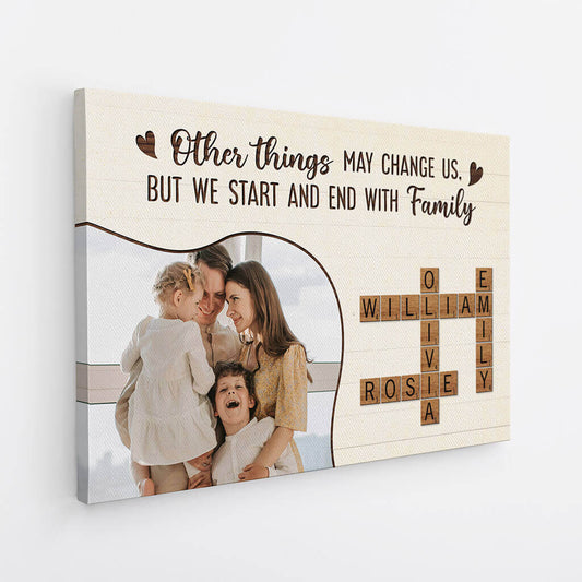 3576CUS2 other things may change us but we start and end with family  personalized family photo canvas