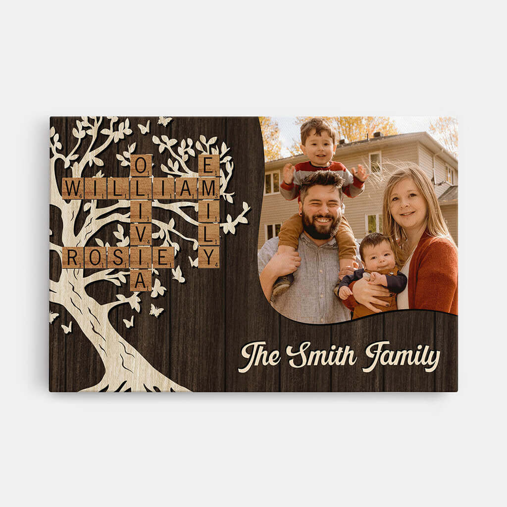 3578CUS1 family crossword photo canvas  personalized family gift